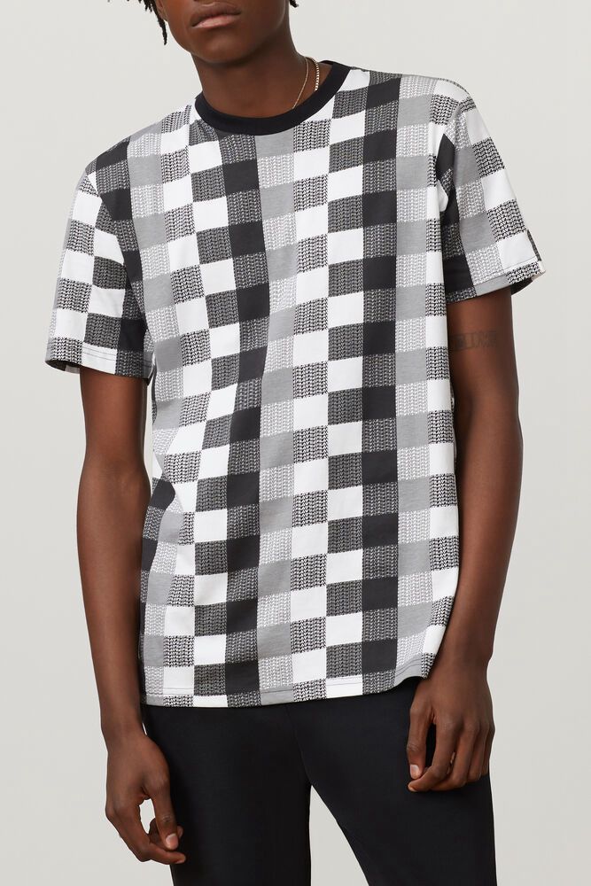 Fila T-Shirt Mens Black/Grey/White - Talaman - Philippines 7618402-UP
